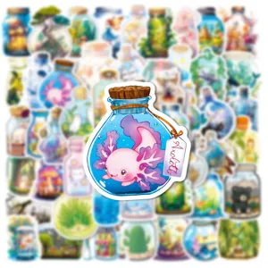 Waterproof cute axolotl bottle sticker for laptop skateboard luggage water bottle decor