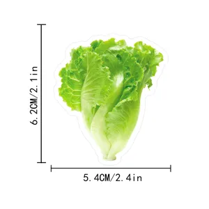 Vista detallada de la pegatina de lechuga realista, calcomanía de verdura impermeable para decoración.