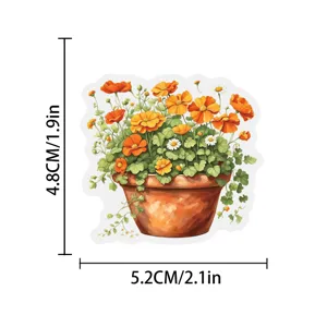 Watercolor potted flowers PET sticker, cute floral plant decal for water bottle and laptop.