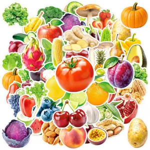 Pegatinas realistas de frutas y verduras impermeables de vinilo para ordenador portatil maleta