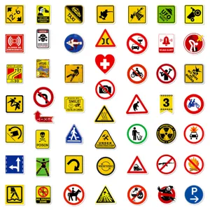 50 Pcs Warning Signs Waterproof Stickers Graffiti Decals for Skateboard Mug Laptop