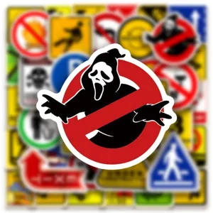 50pcs warning sign waterproof graffiti stickers for skateboard and water bottle decor