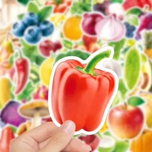Pegatinas realistas de frutas y verduras impermeables de vinilo para cuaderno