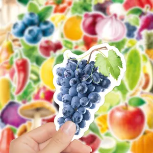 Pegatinas realistas de frutas y verduras impermeables de vinilo para diario y portátil