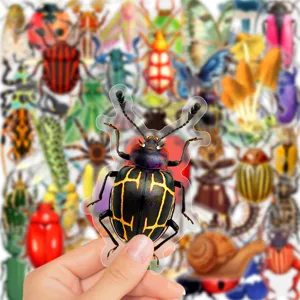 Confezione adesivi insetti cartone animato impermeabile PET diario decoro per laptop 50pz