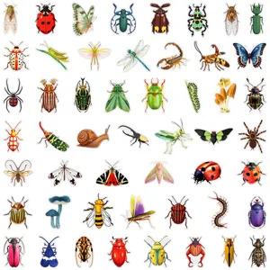 Adesivi di insetti impermeabili in PET per scrapbooking e diario DIY Laptop confezione 50pz