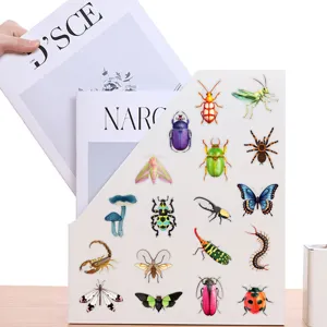 Confezione adesivi insetti cartoon PET trasparente impermeabile per diario e chitarra 50pz