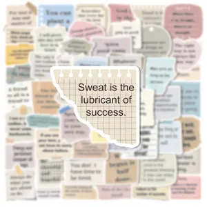 Inspirational quote sticker with grid paper design and English text for journaling.