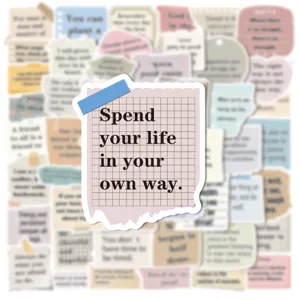 Detailed shot of a vintage inspirational quote sticker with aesthetic note design for journal.