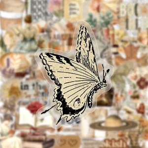 Vintage transparent butterfly sticker for journal scrapbook and stationery decoration main view.