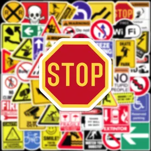 Waterproof warning sign graffiti stickers for laptop luggage journal decoration 50pcs pack