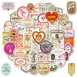 Set di adesivi impermeabili vintage pozione d'amore di San Valentino per tazza taccuino
