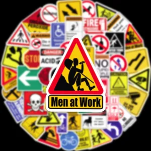 Waterproof warning sign stickers decal pack for laptop luggage skateboard graffiti deco