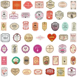 Set di adesivi impermeabili pozione d'amore vintage, adesivi decorativi per san valentino.