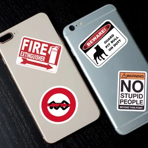 Waterproof warning sign graffiti stickers for phone cases, laptops, and suitcases.