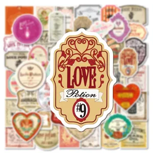 Set di adesivi decorativi vintage pozione d'amore etichette bottiglia impermeabili