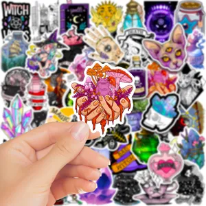 50pz Adesivi Strega Speziale Graffiti Impermeabili per Bottiglia d'Acqua Laptop Skateboard