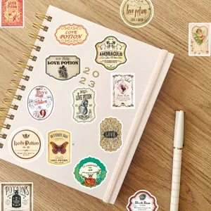 Adesivi impermeabili vintage con bottiglia pozione d'amore per quaderno diario blocco