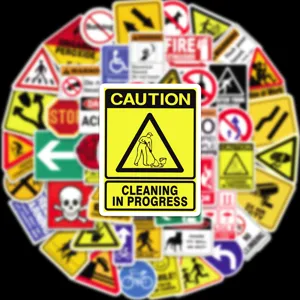 50pcs waterproof warning sign graffiti stickers set for laptop luggage diary decoration