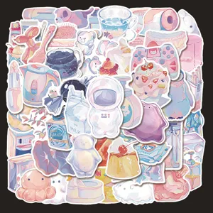 Autocollants de Graffiti de Dessin Animé Mignon Effet Gelée Imperméable Décalcomanies Esthétiques Pour Journal Cahier Ordinateur Portable Valise Décoration