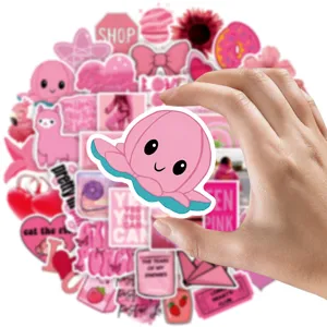 50pcs pink aesthetic cute graffiti stickers vinyl waterproof decal for water bottle laptop