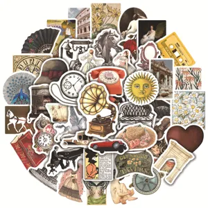 Retro European court style stickers, 50pcs vintage art illustration decals for luggage.