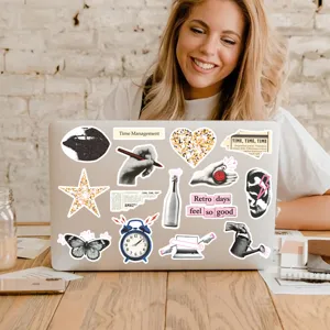 Vintage aesthetic laptop stickers retro waterproof DIY decorative decals for water bottles.