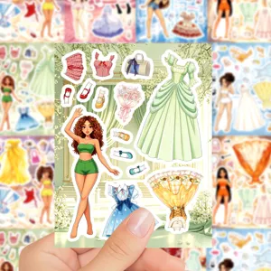 Princess dress up sticker sheet waterproof DIY planner notebook phone case decor cute gift