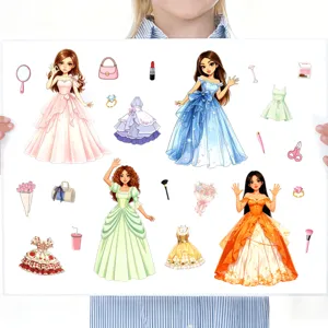 Princess dress-up waterproof stickers set for phone notebook skateboard journal decoration 8 sheets