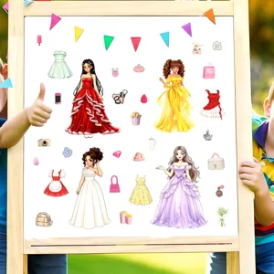 Princess dress up waterproof stickers set for laptop skateboard luggage decoration toys