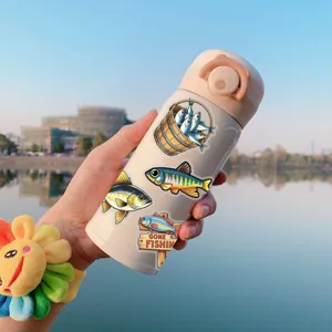 Cartoon Fischen Aufkleber isolierte Trinkflasche Outdoor tragbare niedliche Thermobecher edel