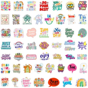 50pcs cute inspirational English quote PET stickers for journal scrapbooking decor