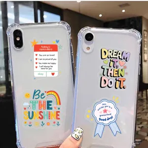 Clear phone case with cute inspirational English quotes aesthetic design protective cover.