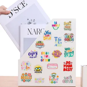 50pcs cute inspirational English stickers aesthetic PET waterproof laptop journal decor