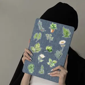 Transparent watercolor plant leaf stickers for journal laptop notebook DIY waterproof 50pcs