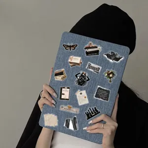 Vintage schwarze ästhetische Aufkleber Set, 50 Stk. wasserfeste DIY Tagebuch Dekoration.