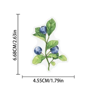 Watercolor blueberry plant PET sticker detail, vintage botanical design for DIY crafts.