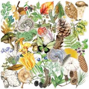 Retro forest botanical watercolor stickers decorative DIY art journaling craft decals pack