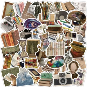 Retro art painting DIY waterproof stickers for journaling, skateboard, and laptop decor.