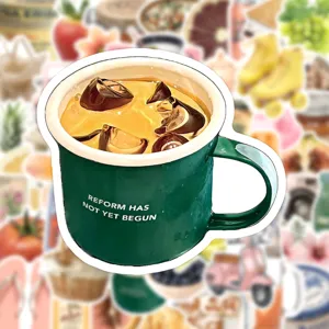 Cute green cup graffiti sticker, waterproof vinyl sticker for laptop and luggage decor.
