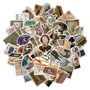 50pcs vintage art aesthetic stickers waterproof retro painting graffiti laptop helmet decor