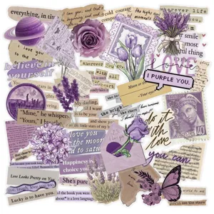 Lila ästhetische Aufkleber Pack Vintage Scrapbooking Journaling Zubehör wasserdichte Abziehbilder