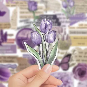 Lila Tulpen transparenter PET-Aufkleber für DIY-Basteln, Journaling und Scrapbooking.
