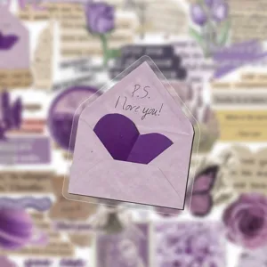 Lila Umschlag PET Aufkleber für Tagebuch DIY Scrapbook Notizbuch Deko ästhetisch