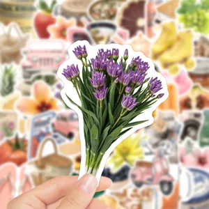Purple flower bouquet sticker detail, waterproof vinyl decal for laptop skateboard luggage