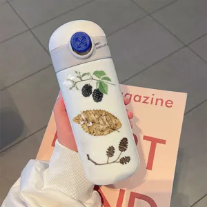 Ins vintage botanical sticker thermal water bottle outdoor portable cute vacuum flask cup