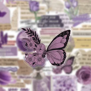 Lila Schmetterling Blumen PET Aufkleber für DIY Wasserflasche Journal Skateboard Art