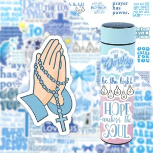 Blaue Bibelvers Aufkleber Wasserdichte Vinyl Abziehbilder Ästhetische Schriftzitate Aufkleber Für Tagebücher Wasserflaschen DIY Handwerk