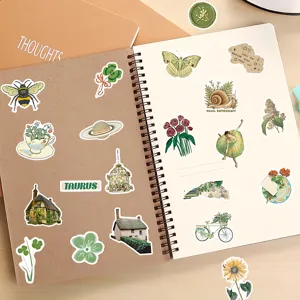 Grüne Vintage botanische Collage Aufkleber ästhetische wasserfeste Deko Sticker für Tagebuch.