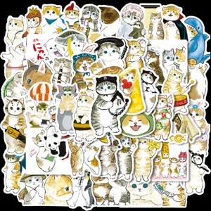 Pegatinas de Vinilo Impermeables de Gato de Tinta Lindos para Portátil Botella de Agua Álbum de Recortes Decoración de Equipaje